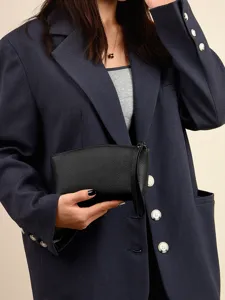 Pochette en Cuir de Vachette Pleine Fleur Pour Femmes Grande Capacité Fermeture Éclair Portes-Monnaie Simple Décontracté Sac à Main pour Téléphone Portable