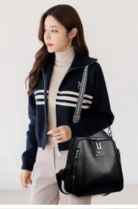 Zaino donna in ecopelle con texture bovina grande capacita borsa viaggio scuola casual