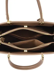 Sac à main élégant marron pour femme, grand cabas fourre-tout compartimenté vue principale