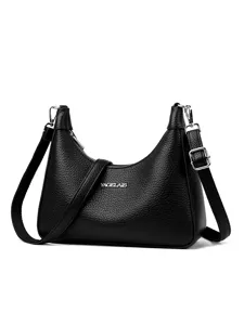 Minimalist black shoulder bag for women, stylish crossbody hobo purse with adjustable strap.