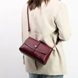Women PU Leather Shoulder Bag Vintage Litchi Pattern Casual Crossbody Bag Solid Color Flap Daily Handbag Purse
