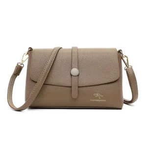 Chic solid color casual women leather shoulder crossbody bag stylish daily handbag