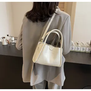 Korean style soft PU leather women shoulder handbag, large capacity casual crossbody tote bag.
