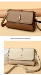 Elegant single shoulder small square bag women retro flap crossbody bag with metal lock.