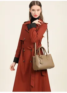 Women leather handbag litchi pattern commute tote bag versatile cross-body shoulder bag