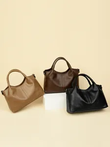 Retro PU leather handbag casual tote bag versatile women shoulder crossbody bag chic style