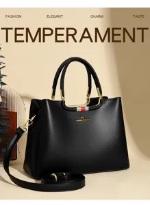 Elegant women's handbag with top handle and crossbody strap, perfect for daily commuting.