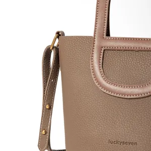 Echtleder Eimer Handtasche, lässige vielseitige Schultertasche mit stilvollem Design.
