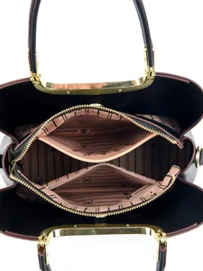 Women's classic commuting tote bag with dual compartments and elegant gold hardware details.