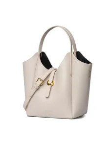 Women fashion genuine leather litchi pattern bucket handbag casual shoulder crossbody bag