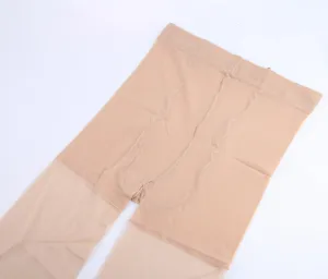 Sheer ultra-thin 15D nude pantyhose detail, clear fabric texture and smooth finish.