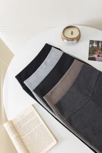 Vertical striped fleece lined leggings in multiple colors for comfortable winter wear.