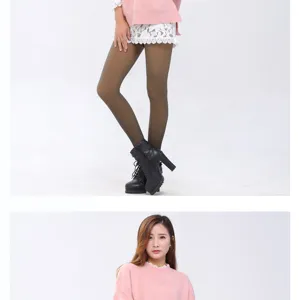 Thickened thermal sheer fake translucent fleece lined leggings for women, autumn winter detail.