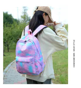 Sac a dos scolaire degrade rose et bleu pour adolescentes etudiantes usage quotidien grand