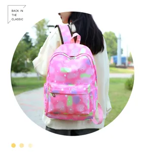 Sac a dos rose motif graffiti coeur grande capacite sac d'ecole decontracte pour etudiants.