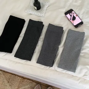 Pantis de Mujer de Cintura Alta con Control de Abdomen Leggings Adelgazantes de Micro-compresión Color Sólido Medias de Punto Básicas Primavera Otoño