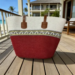 Böhmische Stroh Strand Tote Tasche mit ethnischem Muster, große gewebte Urlaub Handtasche.