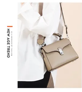 Detailed view showcasing the premium leather texture and metallic lock of the stylish bag.
