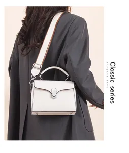 Genuine leather crossbody bag for women, elegant casual shoulder bag with wide strap.