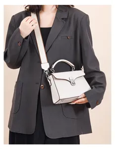 Genuine leather crossbody handbag for women, casual versatile top-handle shoulder bag.