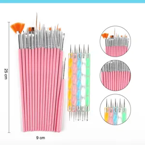 Ensemble de pinceaux pour nail art professionnels avec outils de points pour manucure.