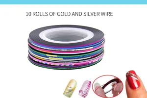 10 rouleaux nail art ruban adhésif coloré ligne autocollant pour manucure design