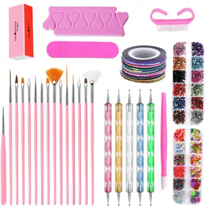 Ensemble d'Outils de Nail Art Professionnel en ABS Avec Lampe à Ongles UV LED Ponceuse Électrique Brosse Kit de Limes pour Manucure Pédicure Salon Maison Soin Femme