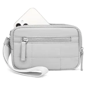Women quilted wrist bag multi-pocket portable mini coin purse for outdoor sports and daily use.