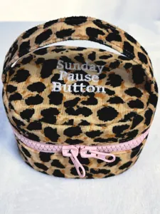 Leopardmuster Kosmetiktasche tragbar Reise Make-up Tasche süßer Kulturbeutel mit rosa Reißverschluss