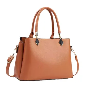 Retro fashion women tote bag, large capacity PU leather handbag with shoulder strap.