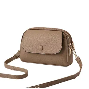 Femme marron cuir PU sac bandouliere epaule decontracte polyvalent sacoche vue principale