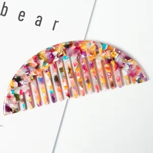 Peigne à cheveux en acétate à larges dents, grand accessoire de coiffure marbré femme.