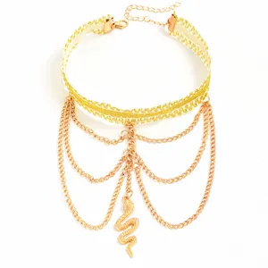 Catena da braccio serpente in pizzo dorato catena corpo multistrato gioielli moda donna