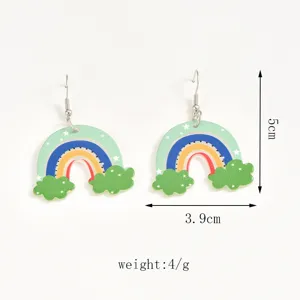 Creatieve regenboog wolk acryl oorbellen voor vrouwen schattige geometrische sieradenstukken.