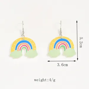 Creatieve geometrische wolk regenboog acryl oorbellen voor vrouwen, schattige bungelende sieraden.