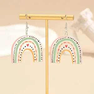 Creatieve geometrische regenboog acryl oorbellen voor dames, hippe geprinte sieraden