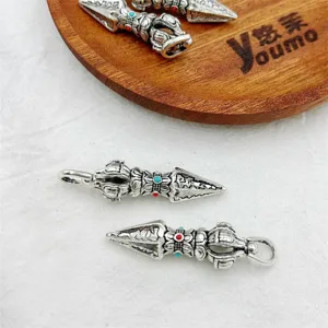 Tibetan Buddhist Dorje Phurba pendant alloy antique silver DIY jewelry making charm