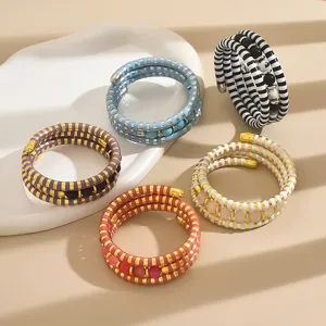 Bracelets manchette en perles enroulées multicouches colorés bijoux de mode pour femmes