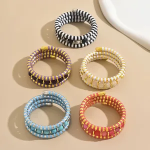 Ensemble de bracelets de perles enroulées multicouches colorés d'été pour femmes bijoux