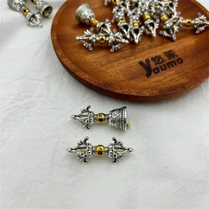 Alloy antique silver gold six-word mantra vajra pestle bell DIY jewelry charm pendant