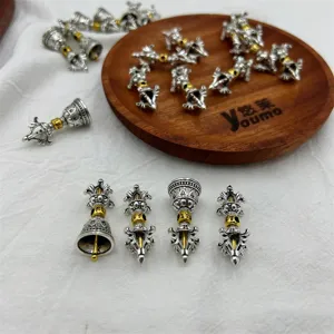 Tibetan Buddhist Dorje Vajra Bell charms alloy vintage silver DIY jewelry pendant accessories