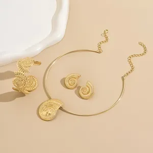 Set di gioielli placcati in oro con conchiglia ammonite collana bracciale e orecchini eleganti