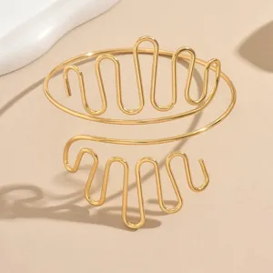 Bracciale da braccio geometrico in filo d'oro, catena da braccio in stile punk per donna.