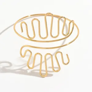 Bracciale da braccio geometrico in filo d'oro per donne, gioielli da braccio stile punk