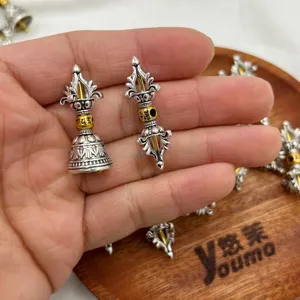 Tibetan six-syllable mantra dorje and bell alloy antique silver DIY pendant accessory