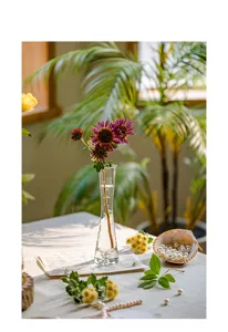 Modern transparent glass flower vase small caliber solifleur bud vase desktop decor
