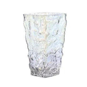 Nordic Style Iridescent Glacier Glass Vase Transparent Water Culture Flower Pot Decor