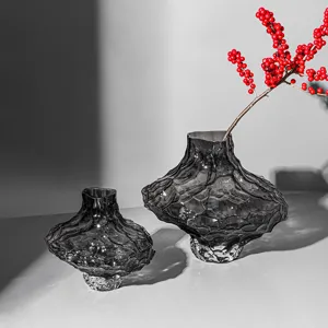 Nordic valley glass vase set grey creative art ornaments for living room home decor table