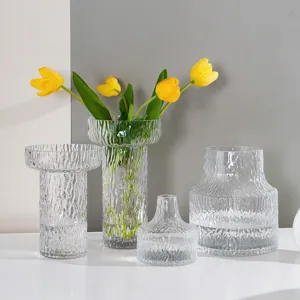 Transparent Glass Vase Glacier Texture Flower Arrangement Modern Minimalist Home Decor Tabletop Decorative Glassware