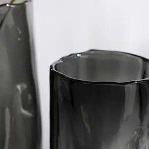 Smoke grey glass vase Nordic creative clear flower arrangement home decor table centerpiece